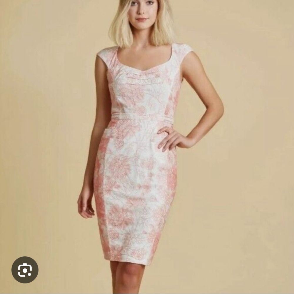 Beguile Byron Lars Coral Pink Lace Button-Back Sheath Dress Anthropologie 2p
